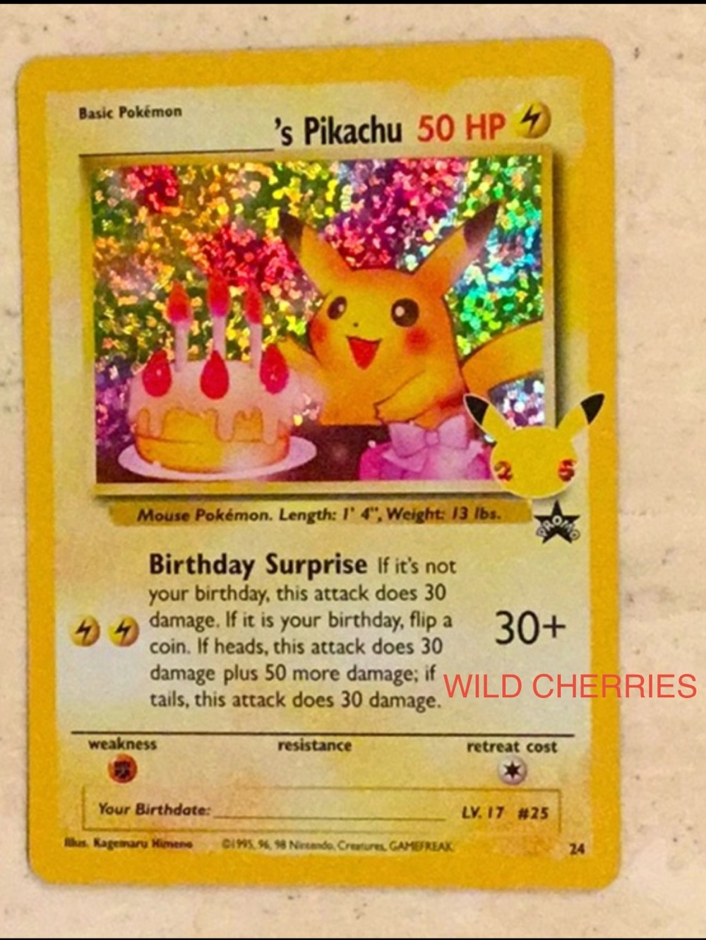 Pokemon Pikachu Birthday 2021 Celebrations 24 Black Star Promo Card 2021 TCG #24